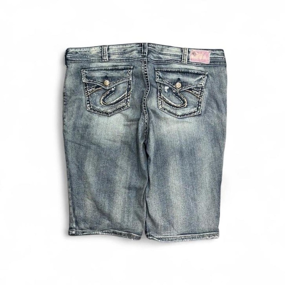 Silver Jeans Dark and Light Blue Denim Shorts